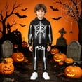 thumbnail image 2 of Ruiwill Big Boys 2 Piece Outfit Set Size 9-10 Years Hooded Collar Long Sleeve Skeleton Print Halloween Hoodie With Pants Set Winter Fashion Boy Outfit Set Black, 2 of 5