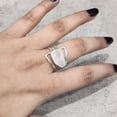 thumbnail image 3 of Rainbow Moonstone Ring, Rough Moonstone Gemstone Ring, June Birthstone, Double Band, 925 Sterling Silver, Womens Ring, Christmas, Thanksgiving, Handmade, Statement Jewelry, Rough Gemstone Jewelry, 3 of 6