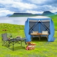 thumbnail image 4 of COBIZI 10x10 Screen House Pop up Gazebo Screen Tent for Camping,5 Sided Pop-up Camping Canopy Shelter Tent with 4 Sidewalls,Portable Outdoor Quick-Set Hub Tent with Carrying Bag&Ground Stakes,Blue, 4 of 11