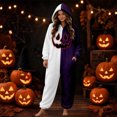 thumbnail image 2 of Halloween Onesie Adult Pumpkin Hooded Pajamas for Women Men, Flannel Long Sleeve Loose Fit Jumpsuit, Warm Casual Loungewear for Fall Winter Home Wear, 2 of 6