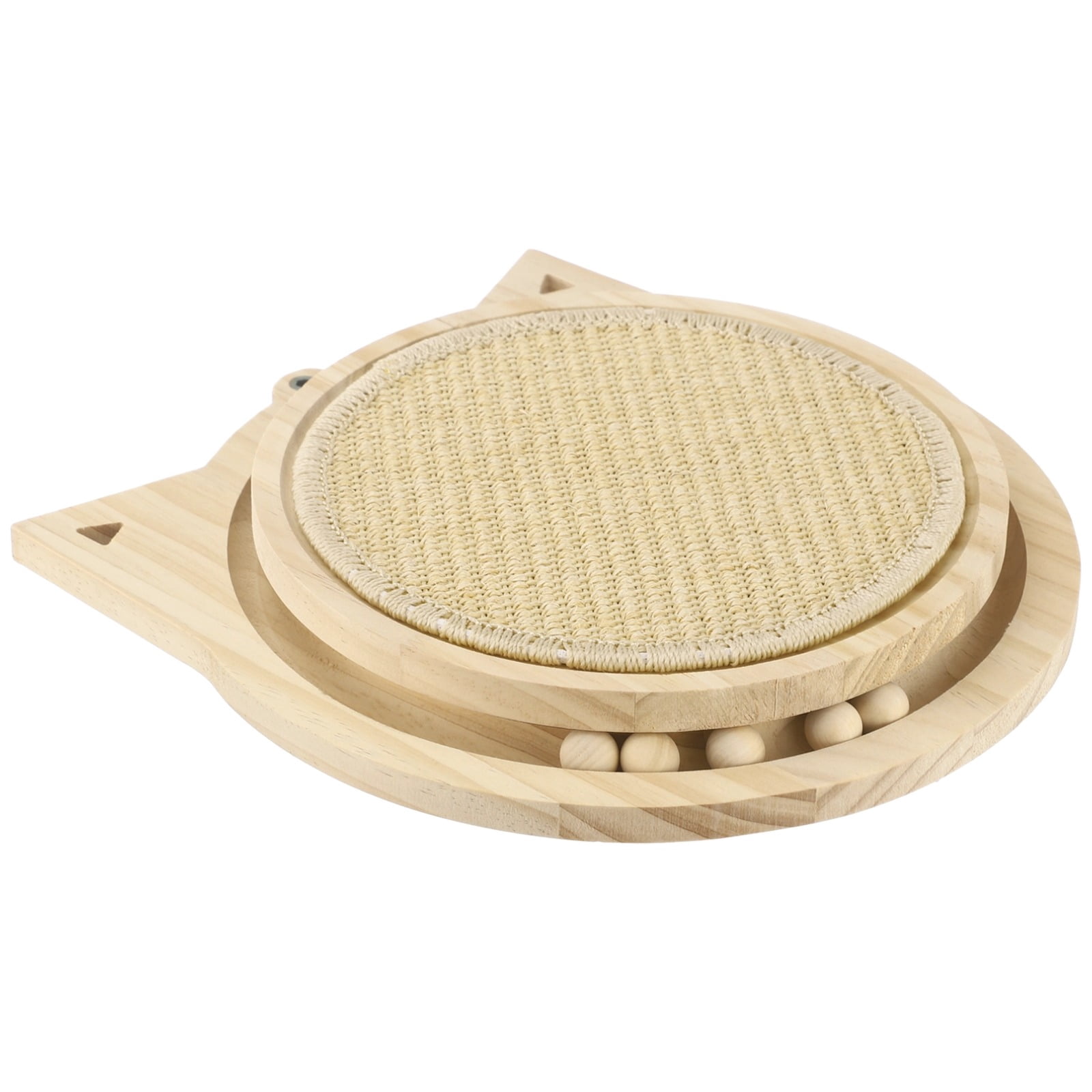 3-in-1 Cat Scratcher, Round Natural Sisal Cat Scratching Pad, Kitten Interactive Toy with Ball Track & Spring Ball, Cat Toy for Indoor Cats, Ideal for Chasing, Hunting