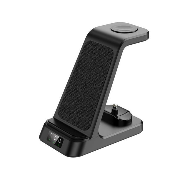 Estación de carga 3 en 1, cargador inalámbrico para base de carga de reloj (negro)