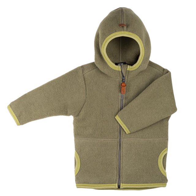 Abrigo cálido de lana para niños y niñas de estilo otoño e invierno, abrigo con capucha de lana para bebé (verde)