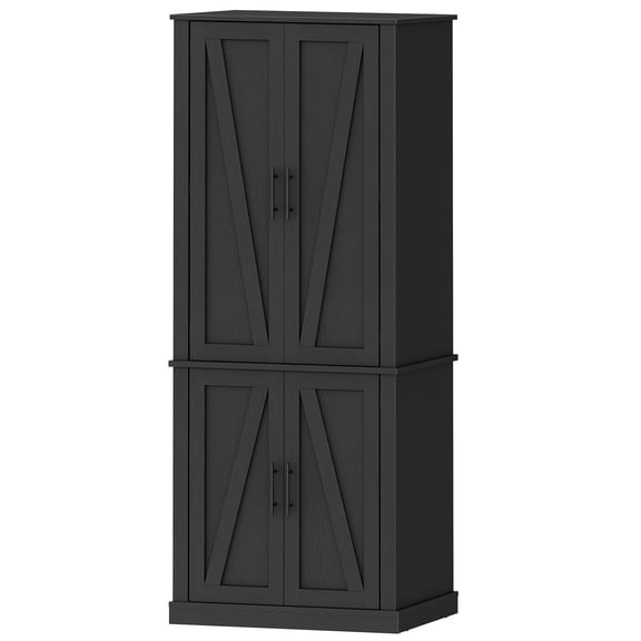 69.7-Inch Kitchen Pantry Cabinet,Large Capacity Food Storage Cabinet, Multipurpose Storage Cabinet, with 2 Barn Doors and 1 Adjustable Shelf, for Kitchen, Dining Room, Living Room, Black BK01PC01