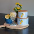 thumbnail image 2 of WHW Whole House Worlds Key West Lemon Storage Canisters, Set of 2, Bamboo Tops, Stoneware, Blue, White and Yellow, 6 Inches, for Coffee Tea Spices, 2 of 8