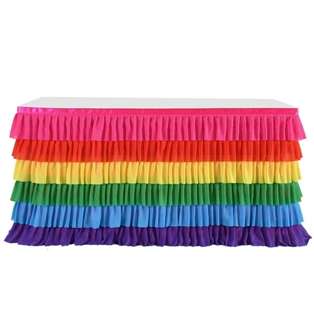 

Rainbow Table Skirt Pleated Ruffle Table Skirt for Birthday Party Banquet Wedding Trade Baby Shower Display D