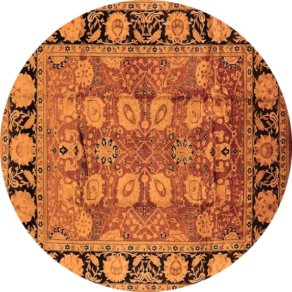 Ahgly Company Indoor Round Oriental Orange Industrial Area Rugs, 8' Round