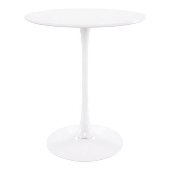 36 in. White Rounded Manufactured Wood & Metal Bar Table