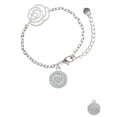 thumbnail image 2 of Delight Jewelry Silvertone Disc with Crystal Heart Silver-tone Flower Link Chain Bracelet, 6.75"+2" Extender, 2 of 4