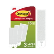 Command Large Picture Hanging Strips, White, Damage Free Hanging, 3 Pairs