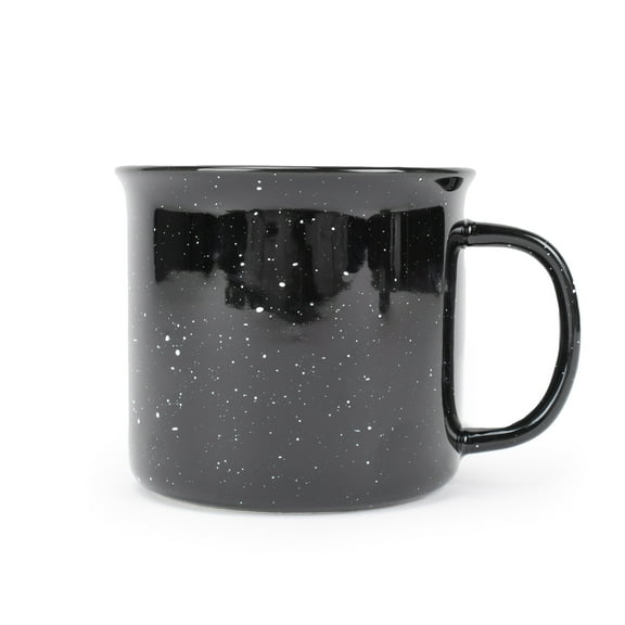 Elanze Designs Speckled Camper Black 13 ounce Ceramic Coffee Mugs Set of 4