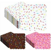 150 Pcs Donut Sprinkles Napkins, Scalloped Edge 2-Ply Disposable Cocktail Napkins for Donut & Ice Cream Theme Party Decor.
