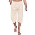 thumbnail image 2 of Aqestyerly Men's Summer Capri Pants - Elastic Waist,Side Pockets,Drawstring Design for Casual Summer Wear, 2 of 6