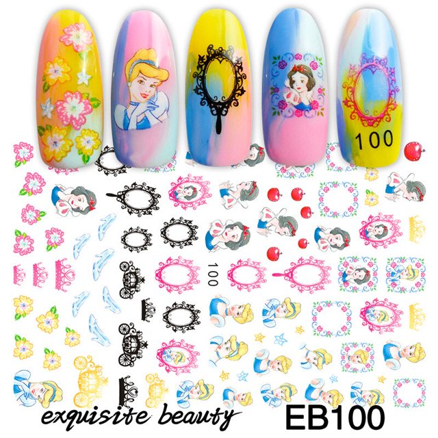 1PCS Disney Cartoon Anime Mickey Mouse Princess Cartoon Nail Sticker Snow White Donald Duck Nail Decoration Repair Decal Gao Jinjia LED