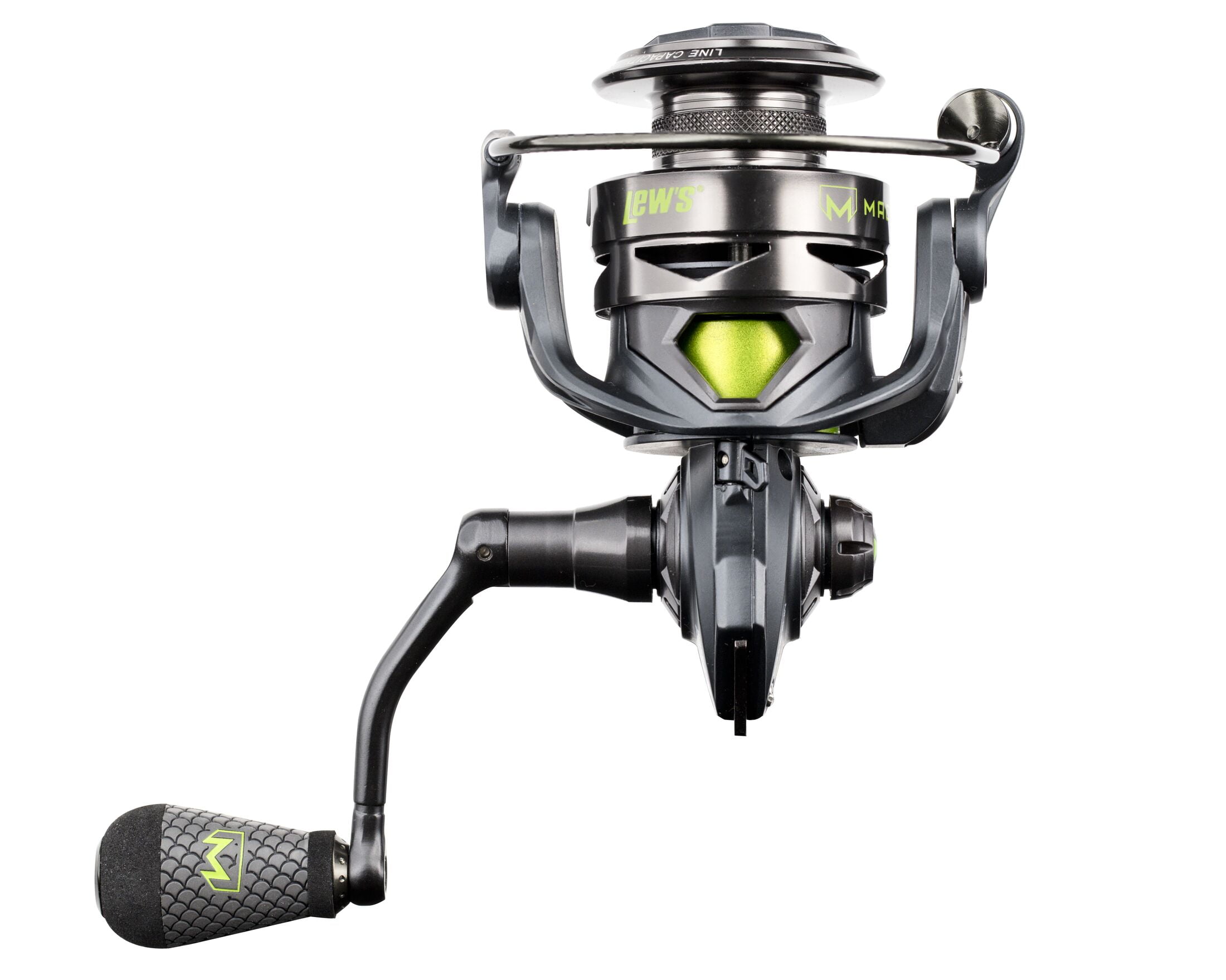 Lew's MACH 2 Spinning Fishing Reel, Size 300 Reel, Black/Green (Clam Package)