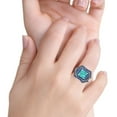 thumbnail image 6 of Three Piece Flower Princess Cut Ring Blue Sapphire Paraiba Tourmaline CZ 925 Sterling Silver Size 8, 6 of 7