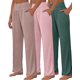 thumbnail image 3 of 3 piezas de pantalones de yoga de pierna ancha para mujer, cómodos pantalones sueltos de cintura alta, pantalones deportivos casuales, pantalones deportivos de entrenamiento, 3 of 5
