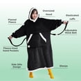 thumbnail image 3 of (2 pack) Cozy Comfort Wearable Blanket Hoodie, Long Sherpa Hoodie Blanket with Giant Pocket, Warm&cozy, Standard, Black, 3 of 7