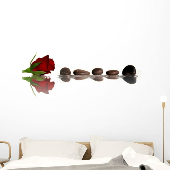 Rose Et Galets Wall Decal Sticker by Wallmonkeys Vinyl Peel and Stick Graphic (48 in W x 18 in H)