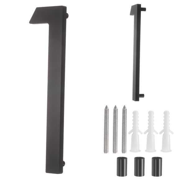 Uxcell 7" Solid Aluminum Floating House Numbers for Outside Address(Number 1, Black)