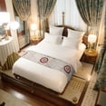 thumbnail image 4 of Red Vintage Rudder Bed Runner for King Size Bed, Nautical Navigation Wood Texture Soft Bedding Scarf Bedding Protector Slipcover Sofa Throw for Bedroom Hotel Guesthouse, 4 of 8
