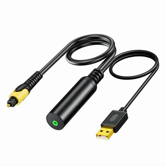 USB Digital Fiber Optical Audio Cable Square Port 3.5Mm to SPDIF Audio Converter for Connection to Audio Amplifier,1 x Digital fiber audio converter,Black