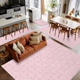 thumbnail image 5 of 2.7x5 Area Rugs, Pink Morocco Non-Skid Rubber Backing Large Rectangle Rugs - Living Room Bedroom Home Office, Geometric Leaf Diamond Lattice Abstract Indoor Floor Mat Carpets Washable Rug, 5 of 9