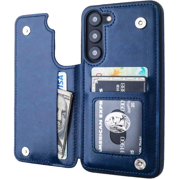 REQO Compatible with Samsung Galaxy S23 Plus Wallet Case with Card Holder, PU Leather Kickstand Card Slots Case, Double Magnetic Clasp and Durable Shockproof Cover 5G 6.6 Inch
