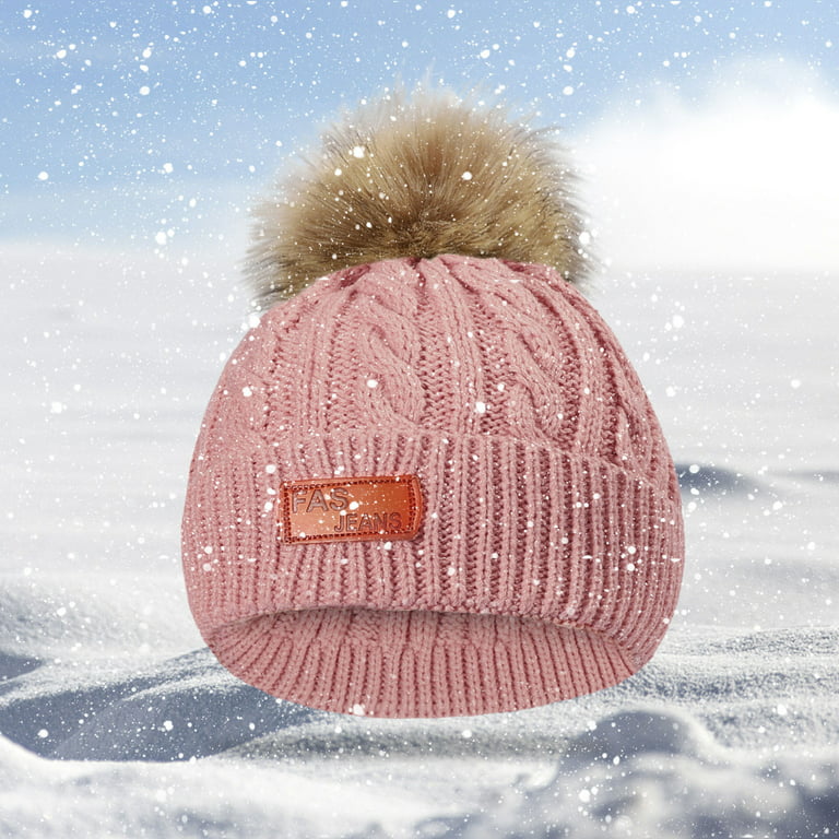 Women Knitted Slouchy Beanie Hat with Pom Pom Ball Winter Warm Ski Cap Hats