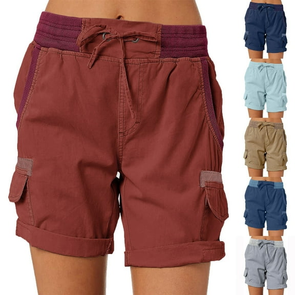 GXIPO Cargo Shorts for Women High Waisted Casual Summer Shorts with Pockets for Hiking Shorts Dark Blue 2XL