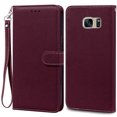 thumbnail image 1 of Étui S7Edge pour Samsung Galaxy Étui Portefeuille en Cuir pour Samsung S7 Étui Bord Souple à Rabat pour Samsung S7 Étui Bord 7 Rouge Vin - Sangle pour Samsung S7, 1 of 6