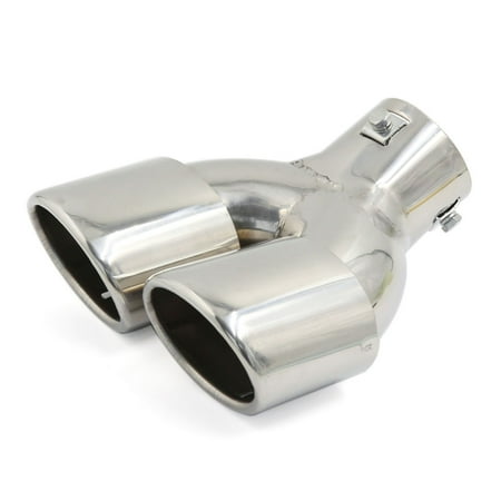 Dual Stainless Pipes - Unique Bargains Stainless Steel Car Vehicle Dual Tip Exhaust Muffler Decorative Tail Pipe 60mm