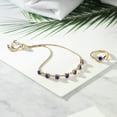 thumbnail image 3 of Gem Stone King 18K Yellow Gold Plated Silver Blue Created Sapphire Ring and Bracelet Jewelry Set for Women | 3.12 Cttw | Gemstone September Birthstone | Heart Shape 4MM | Round 4.5MM | Size 5, 3 of 3