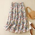 thumbnail image 1 of Soldes de Liquidation d'Été Iumwxz Jupes Plissées Légères et Douces en Ligne A Jupes en Coton pour Femmes Jupe à Motif Floral Jupe à Taille Mi-Haute Élastique Jupe Mi-Longue pour Dames Clubs Charmants, 1 of 9