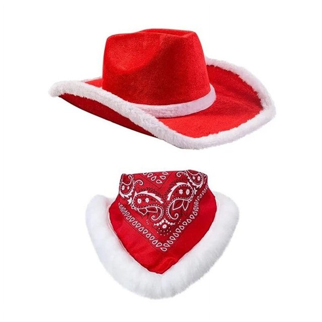 Conjunto pañuelo y sombrero vaquera para Navidad, disfraz Papá Noel, juego rol D46A