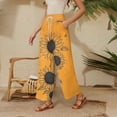 thumbnail image 3 of WTOBBY Women's Cotton Linen Floral Printed Loose Elastic Waist Ankle Pants for Summer, Casual Cropped Trousers with Drawstring, Comfortable and Stylish,Orange XL, 3 of 4