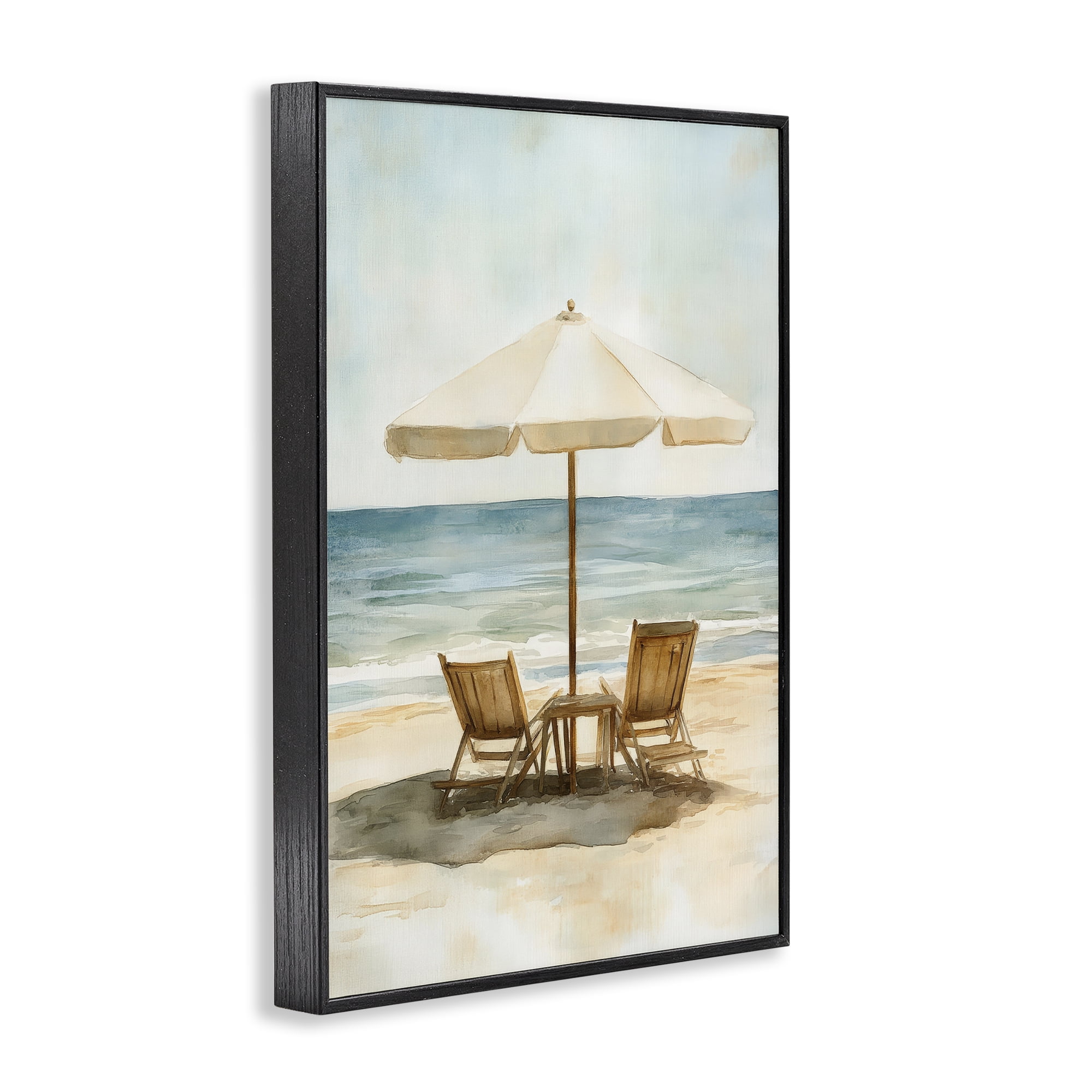 Stupell Industries Watercolor Paradise Seaside Retreat Black Framed Giclee Art, design by Petal Prints Design