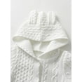 thumbnail image 4 of Infant Baby Boy Girl Knit Sweater Romper Long Sleeve Hooded Button Up Winter Outfits White 0-3 Months, 4 of 6