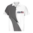 thumbnail image 4 of Men's American Flag Print Short Sleeve Collared Polo Shirt, Patterned Casual Top, Breathable Fabric Shirt for Summer, Patriotic Events, Golf and Everyday Wear Gray M, 4 of 5