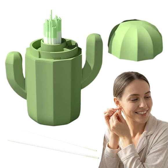 180PCS Ear Piercing Cleaner Floss with Cactus Storage Case, Disposable Ear Hole Cleaner String for Earring Care, Piercing Cleaning Floss Tool for Women and Men(xxw)