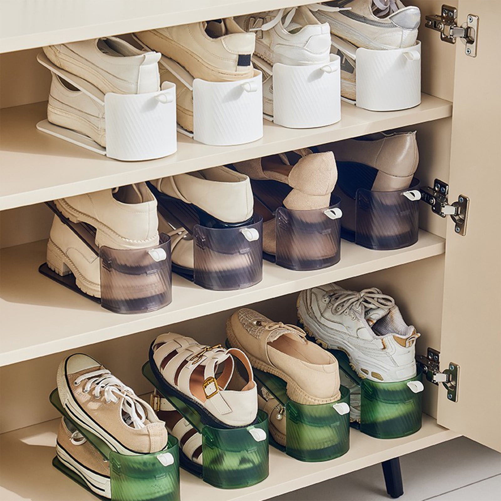 Harlier Shoe Slots Organizer for Closet Upgraded Thickned Shoe Storage Space Saving Shoe Rack Closet Shoe Organizer Holder Shoe Stackers for Closet