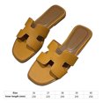 thumbnail image 2 of Sandalias planas para mujer Sandalias planas deslizantes Zapatillas de cuero PU suave para la playa de verano, 2 of 9