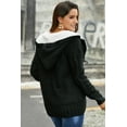 thumbnail image 2 of Fur Hood Horn Button Sweater Cardigan, 2 of 4