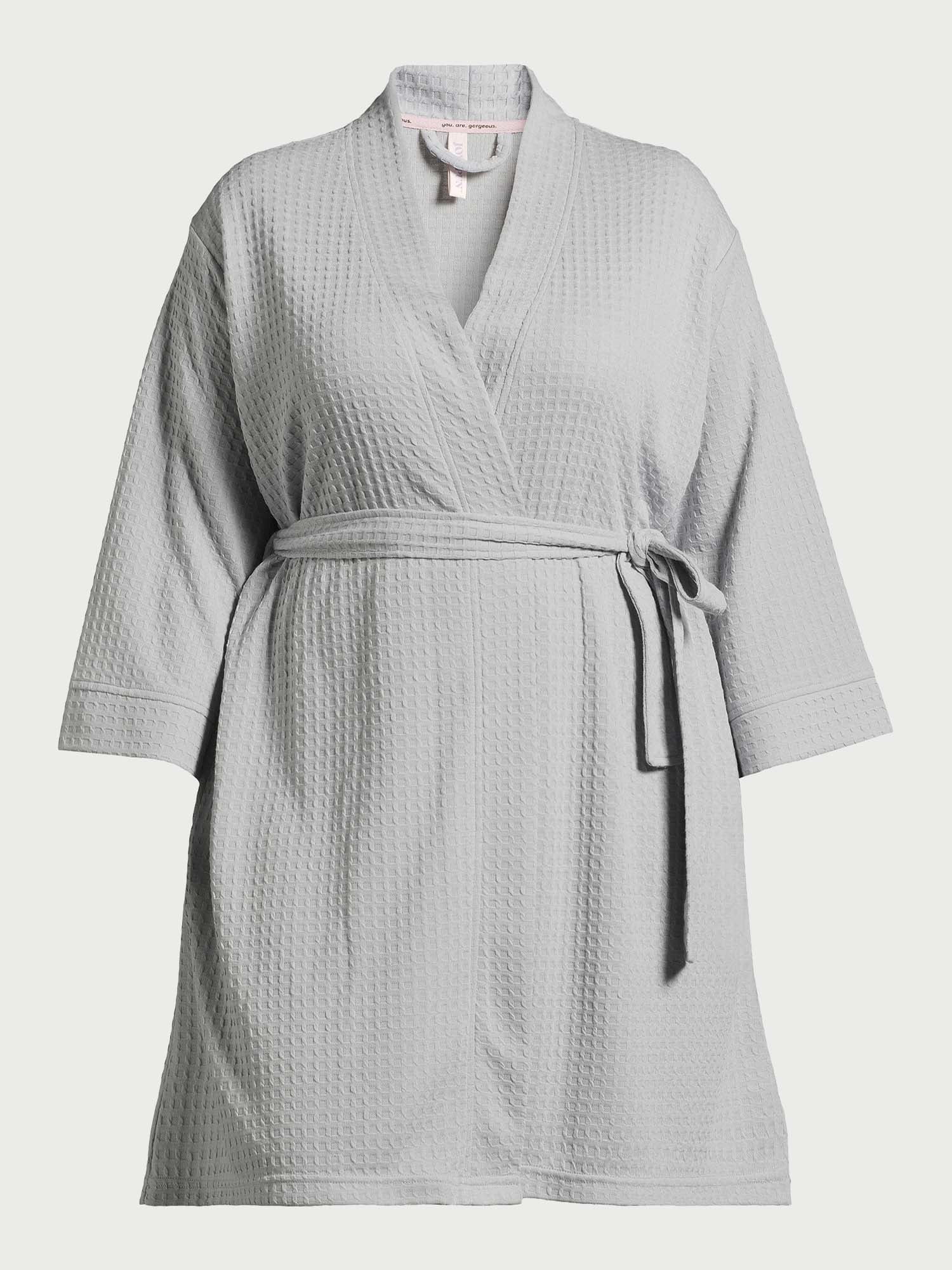 Joyspun Women’s Waffle Kimono Robe, Sizes S to 3X