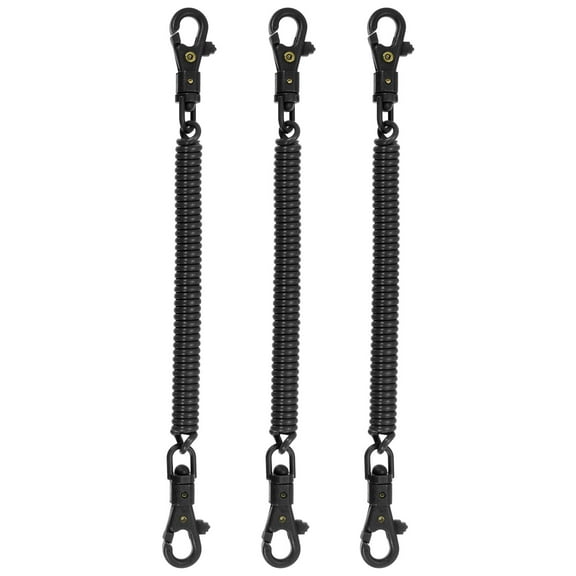 Uxcell Retractable Coil Springs Keychain with Plastic Lobster Clasp for Keys Wallet, Black 3 Pack