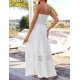 thumbnail image 3 of Vestido ZESICA de mujer 2025 de verano bohemio, sin tirantes, blanco, talla S, 3 of 9