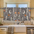 thumbnail image 2 of Yayeee Kitchen Curtains Tier Set of 2 Light Filtering 57"x24" Over Sink Window Panels, Gray Halloween Skeleton, 2 of 7