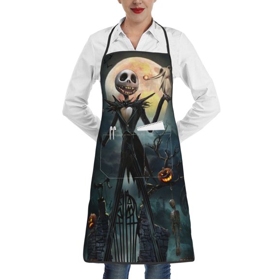 Jack Skellington The Nightmare Before Christmas Waterproof Apron Home Decor Kitchen Fashion Apron For Waiter&Waitress/Chef/Craftsman/Cobbler/Cashier/Cleaner/Butchers/Hairdresser