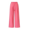 thumbnail image 3 of WAVSUF Girls Pants, with Side Pockets Wide Leg High Waist Casual Comfort Soft Trousers Hot Pink 10-12, 3 of 10