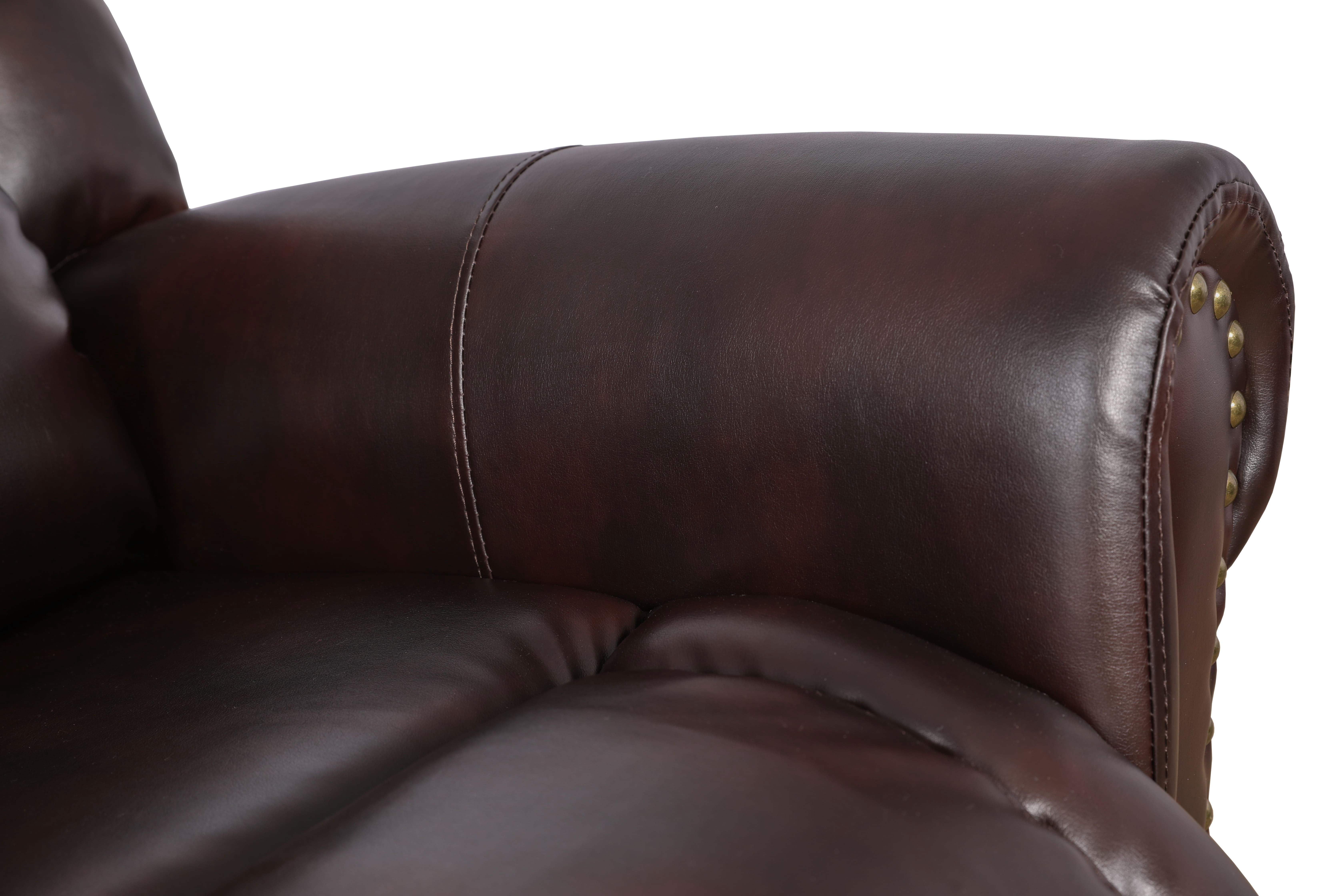 MAYEERTY Reclining Sofa, 3-Seat Breathable Leather Recliner with Reversible Coffee Table for Living Room, Espresso